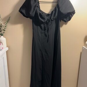 Elegant Black Puff Sleeve Dress